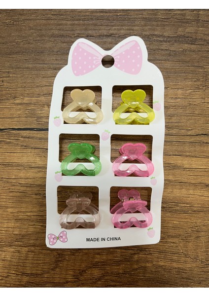 Kız Çocuk Kadın Kalp Figürlü 6'lı Mandal Toka Seti Küçük Kıskaçlı Toka Renkli Rengarenk fırsatları