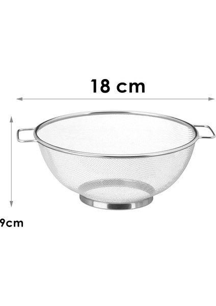 18 cm Süzgeç - Makarna Süzgeci Pirinç Meyve Süzgeci 304 Paslanmaz Çelik 721937
