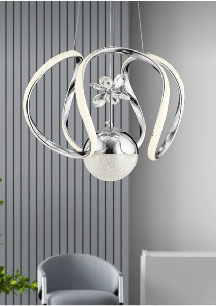 Luxora Model Krom Kaplama 3 Renk Metal Salon Mutfak Oturma Yatak Odası Modern LED Sarkıt Avize modelleri