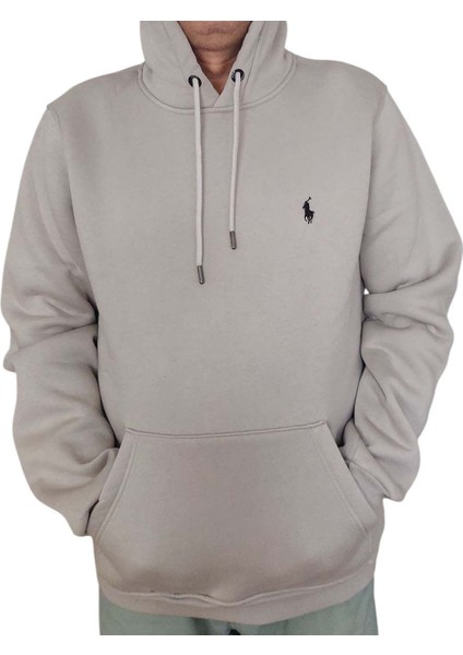 Erkek Kapüşonlu Bağcıklı Kanguru Cepli Taş Rengi Sweatshirt Esk-Plb fiyatları