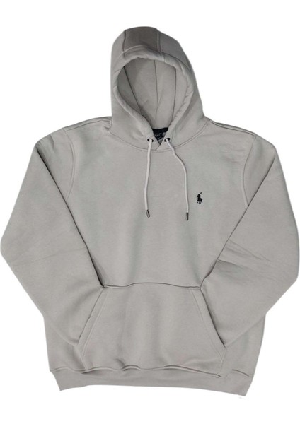 Erkek Kapüşonlu Bağcıklı Kanguru Cepli Taş Rengi Sweatshirt Esk-Plb