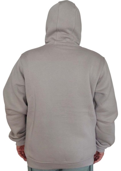 Erkek Kapüşonlu Bağcıklı Kanguru Cepli Taş Rengi Sweatshirt Esk-Plb