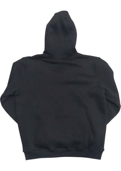 Erkek Kapüşonlu Bağcıklı Kanguru Cepli Siyah Sweatshirt Esk-Plb