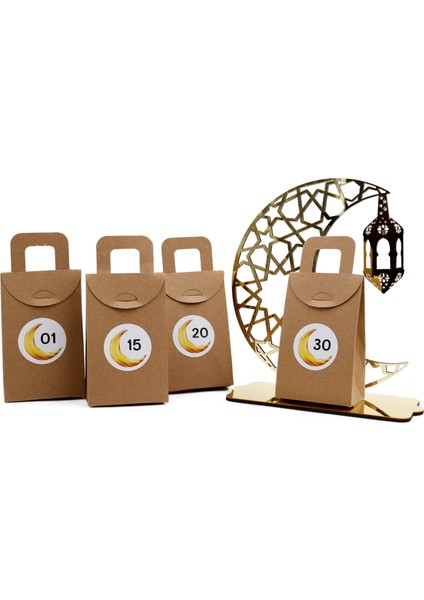 30 Günlük Ramazan Takvim Seti Büyük Boy 10X15 cm Boş Hediye Kutusu 30 Adet 48 Adet Numara Etiketi