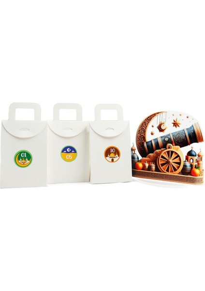 10X15CM 30 Günlük Ramazan Hediye Takvim Seti Boş Hediye Kutusu 30 Ad + 48 Adet Numara Etiketi 4 cm fırsatları