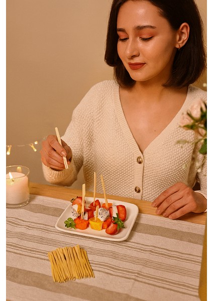 Bambu Kokteyl Çubukları- Sunum , Kanepe Çubukları - 100 Adet- Cips Çatalı- Bambu Kürdan fiyatları