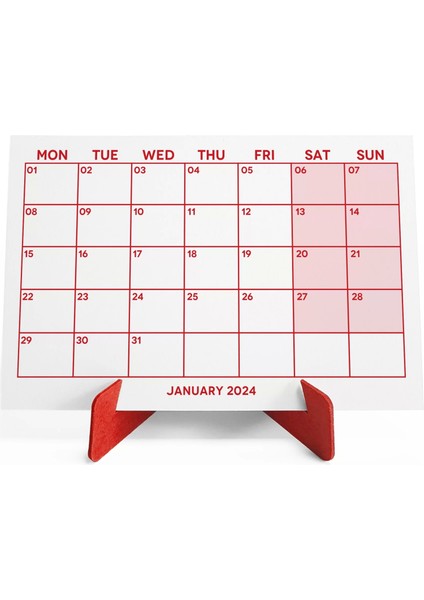 Kırmızı Renkli Aylık Planlama 2025 Takvim, 2025 Masa Takvimi, Red Color Monthly Planner Calendar fiyatları