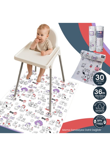 Tek Kullanımlık Mama Sandalyesi Altı & Aktivite Örtüsü - 100X120 cm – 30 Adet Sıçrama Koruyucu Matı