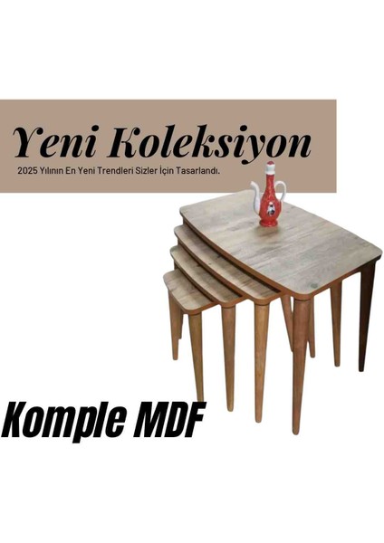 Zigon Sehpa komple MDF 4 lü zigon sehpa yan sehpa servis sehpası