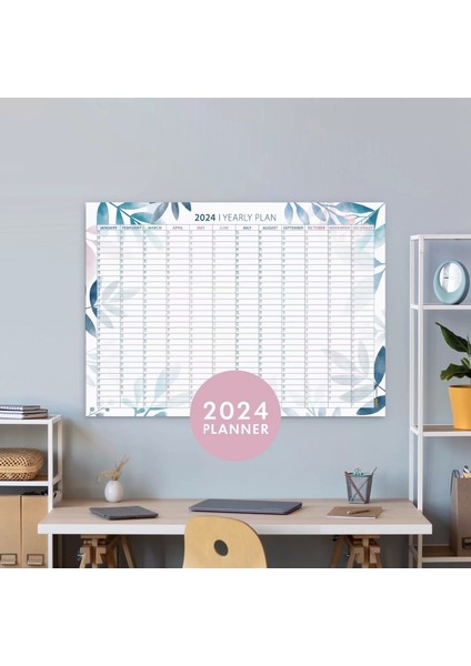Çiçekli 2026 Yıllık Planlayıcı Duvar Takvimi, 2026 Takvim, Aylık Planlama, Wall Planner
