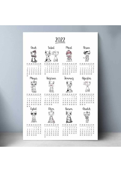 Kedili Poster Takvim, 2026 Kedili Duvar Takvimi fiyatları