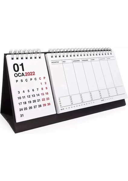 Haftalık Planlayıcı 2026 Masa Takvimi Siyah