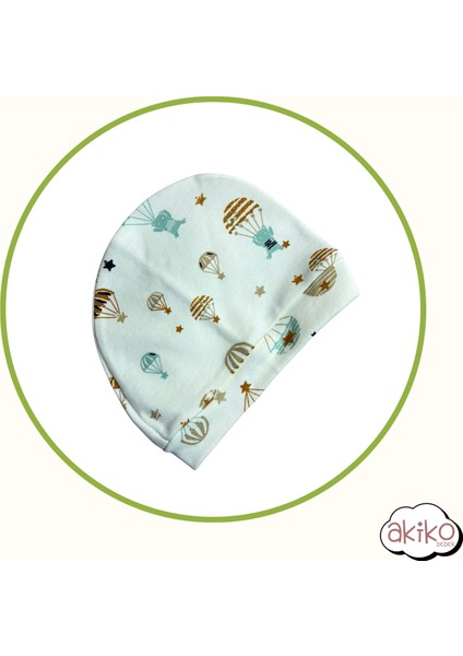 Bebek Pijama Takımı Şapkalı Uçan Balon Desenli Alt Üst %100 Pamuklu Organik Kumaş 0-1 Yaş modelleri