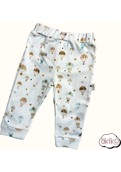 Bebek Pijama Takımı Şapkalı Uçan Balon Desenli Alt Üst %100 Pamuklu Organik Kumaş 0-1 Yaş fırsatları