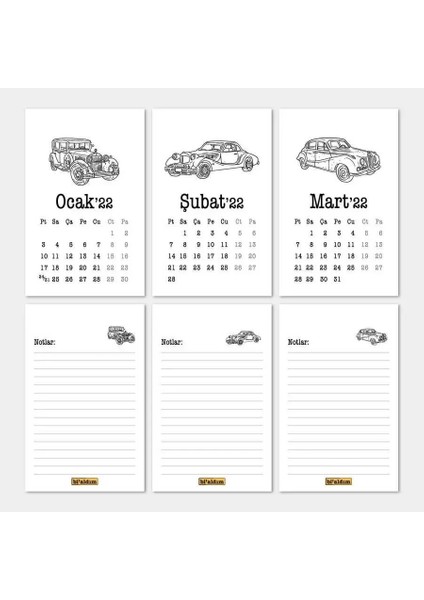 Klasik Arabalar Haftalık Planlamalı 2026 Masa Takvimi Kırmızı fiyatları