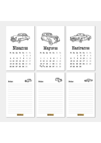 Klasik Arabalar Haftalık Planlamalı 2026 Masa Takvimi Kırmızı modelleri