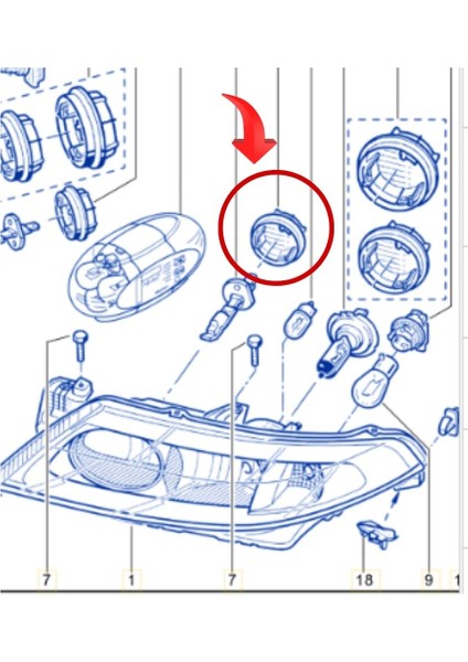Laguna 2 Megane 1 Megane 2, Scenic 2, Grand Scenic 2 Kısa Far Kapağı Plastik Takım modelleri
