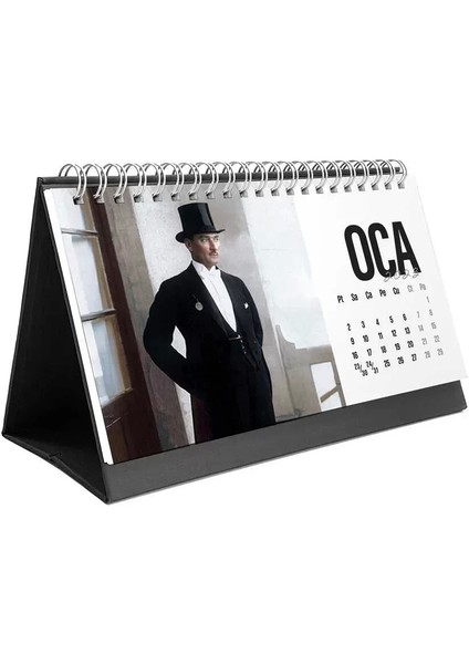 Atatürk Fotoğraflı Masa Takvimi - 2026 Takvimi Siyah