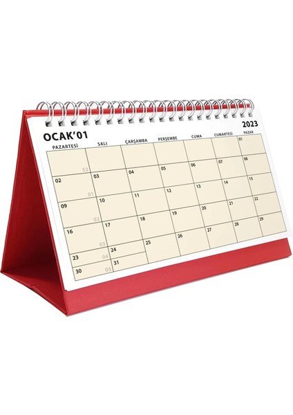 Boho Renk Aylık Planlama Masa Takvimi, 2026 Takvim, Minimalist Fonksiyonel Takvim - Kırmızı Renk