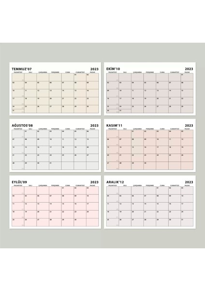 Boho Renk Aylık Planlama Masa Takvimi, 2026 Takvim, Minimalist Fonksiyonel Takvim - Kırmızı Renk modelleri