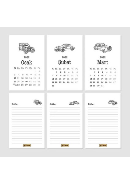 Klasik Araba Takvim 2026 Masa Takvimi Kırmızı fiyatları