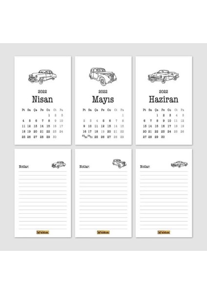 Klasik Araba Takvim 2026 Masa Takvimi Kırmızı modelleri