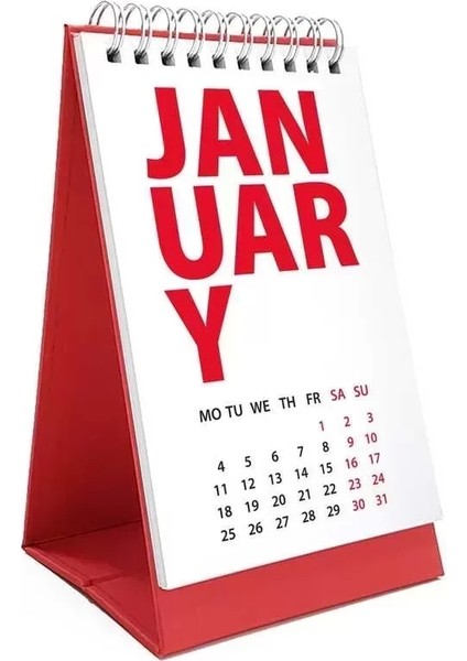 2026 Masa Takvimi Ingilizce - Kırmızı