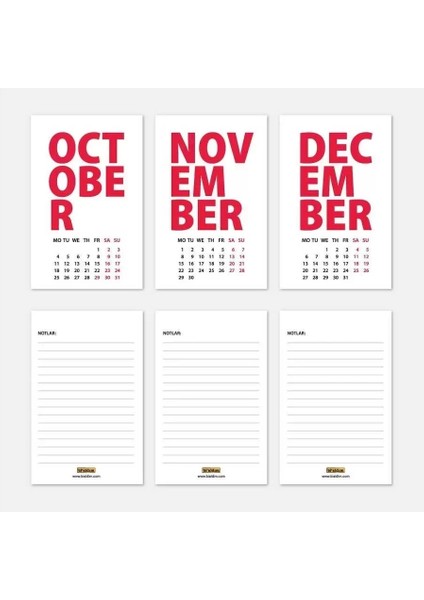 2026 Masa Takvimi Ingilizce - Kırmızı indirimleri