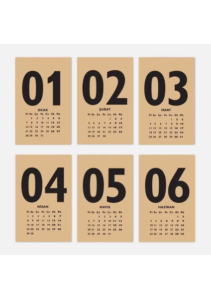 Rakam Serisi 2026 Masa Takvimi - Dikey Siyah Kraft fiyatları