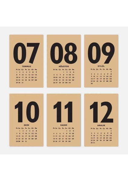 Rakam Serisi 2026 Masa Takvimi - Dikey Siyah Kraft modelleri