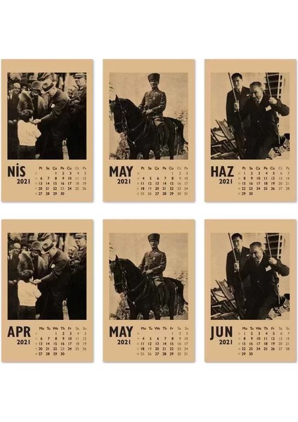 Atatürk Fotoğraflı 2026 Masa Takvimi - Dikey Siyah Kraft modelleri