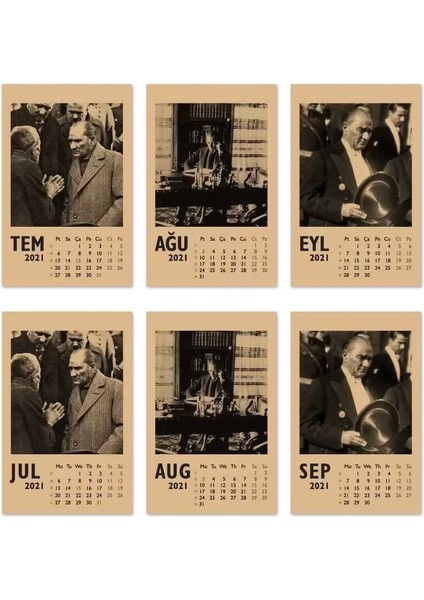 Atatürk Fotoğraflı 2026 Masa Takvimi - Dikey Siyah Kraft fırsatları