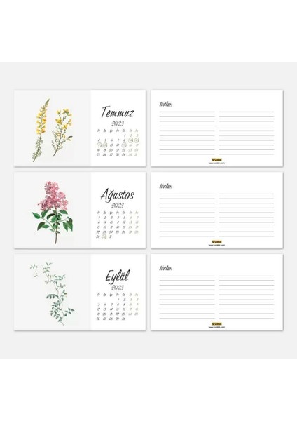 Vintage Çiçekli 2026 Masa Takvimi Siyah Renk fırsatları