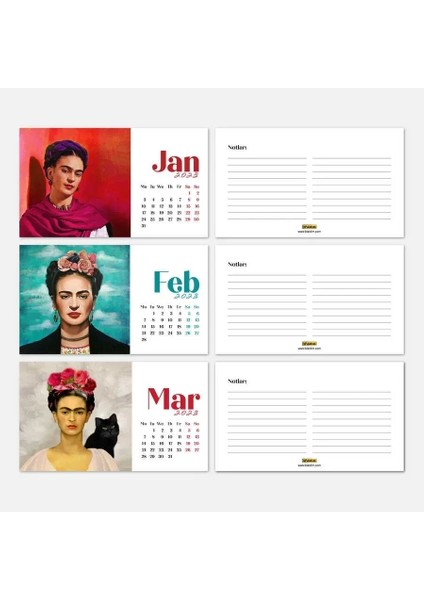 Frida Kahlo Masa Takvimi - 2026 Takvimi - Kırmızı Renk fiyatları