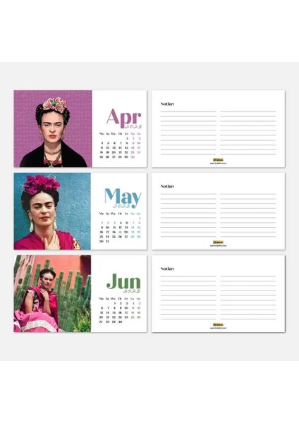 Frida Kahlo Masa Takvimi - 2026 Takvimi - Kırmızı Renk modelleri