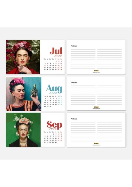 Frida Kahlo Masa Takvimi - 2026 Takvimi - Kırmızı Renk fırsatları