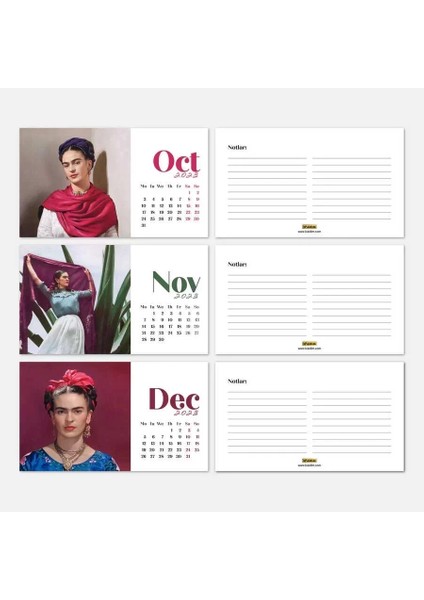 Frida Kahlo Masa Takvimi - 2026 Takvimi - Kırmızı Renk indirimleri