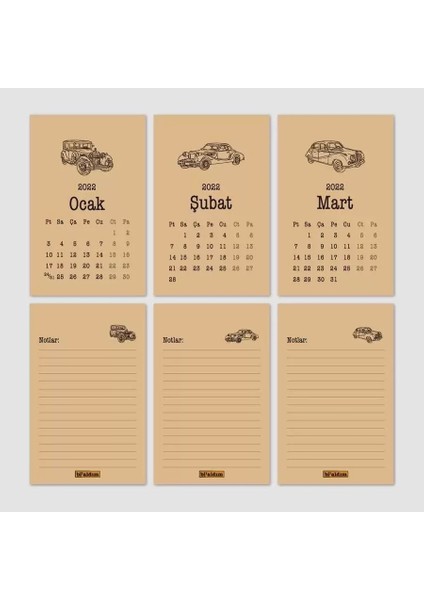 Klasik Araba Takvim 2026 Masa Takvimi Kırmızı Kraft fiyatları