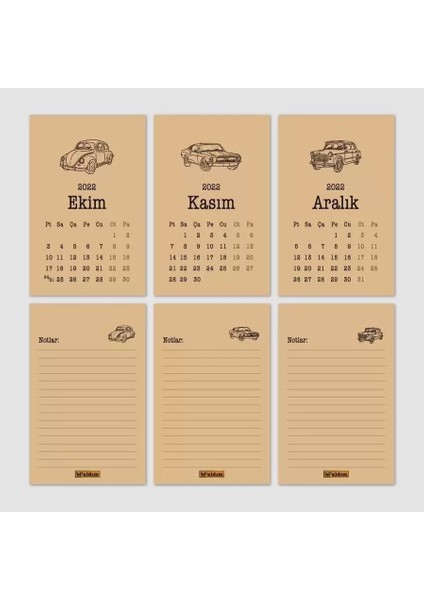 Klasik Araba Takvim 2026 Masa Takvimi Kırmızı Kraft indirimleri