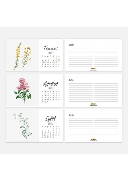 Vintage Çiçekli 2026 Masa Takvimi Kırmızı Renk fırsatları