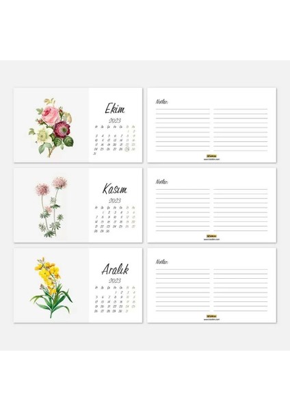 Vintage Çiçekli 2026 Masa Takvimi Kırmızı Renk indirimleri