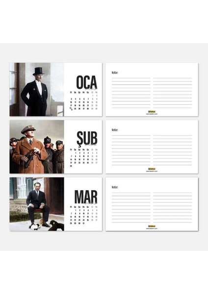 Atatürk Fotoğraflı Masa Takvimi - 2026 Takvimi Kırmızı fiyatları