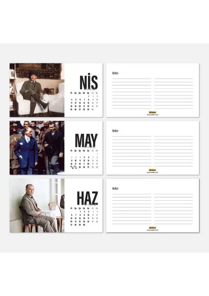 Atatürk Fotoğraflı Masa Takvimi - 2026 Takvimi Kırmızı modelleri