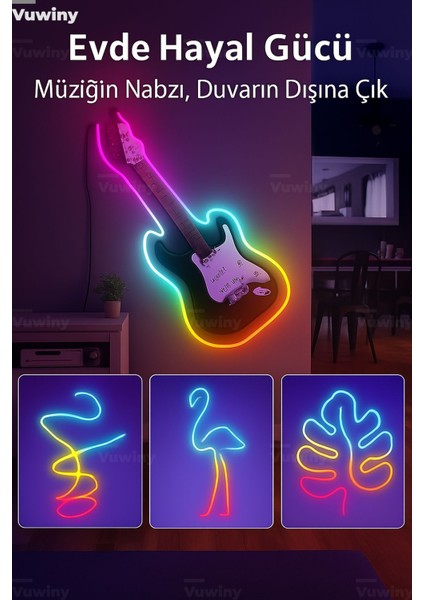 Sese Duyarlı Mobil Uygulamalı USB Neon Rgb-Ic Esnek Akıllı LED Şerit (3 Metre) fırsatları