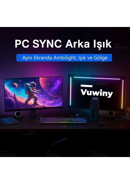 Bilgisayar Monitör Görüntüye Duyarlı Sync Neon Ambilight LED Aydınlatma (24" Inç)