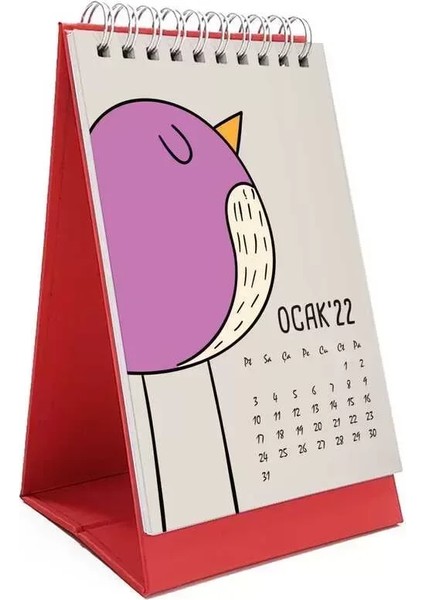 Hayvanlı Takvim Renkli Hayvanlar Alemi 2026 Masa Takvimi Kırmızı