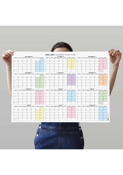 2025 -2026 Akademik Duvar Takvimi, Eylül Başlangıçlı, Academic Wall Calendar, Pastel Gökkuşağı Renkler fiyatları
