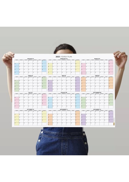 Amerikan Standardı 2026 Yıllık Planlayıcı Duvar Takvimi, United States Calendar, Gökkuşağı Renkler fiyatları