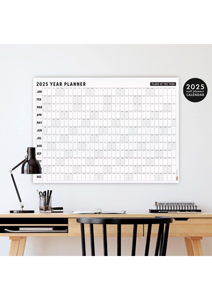 2026 Yıllık Planlayıcı Duvar Takvimi, Aylık Planlayıcı Aile Takvimi, Siyah Beyaz Yatay Takvim