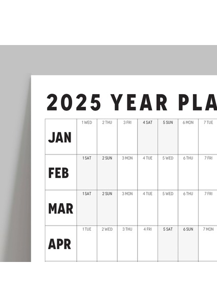 2026 Yıllık Planlayıcı Duvar Takvimi, Aylık Planlayıcı Aile Takvimi, Siyah Beyaz Yatay Takvim modelleri